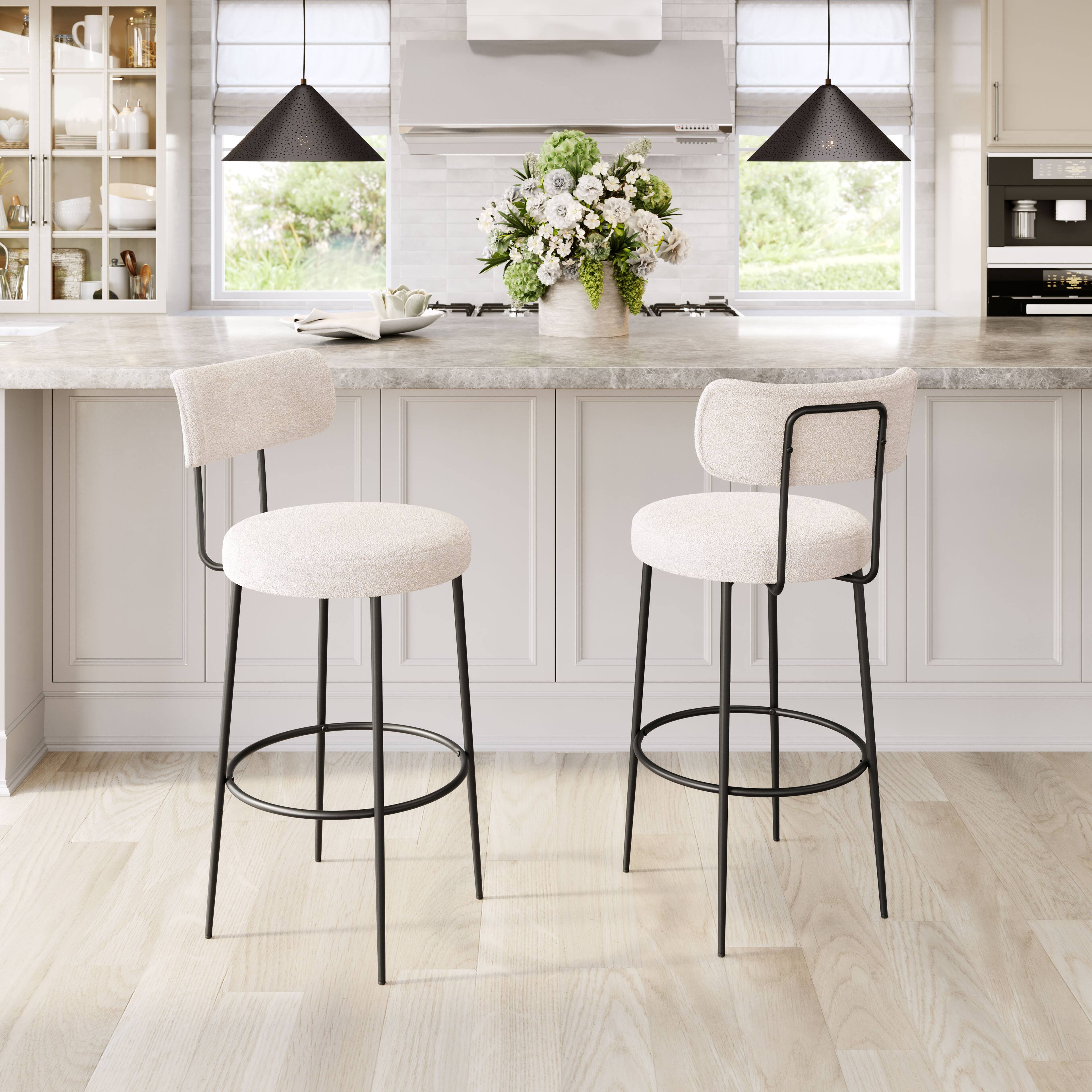 Angle. Hivvago - Blanca Barstool (Set of 2) Ivory - Ivory.