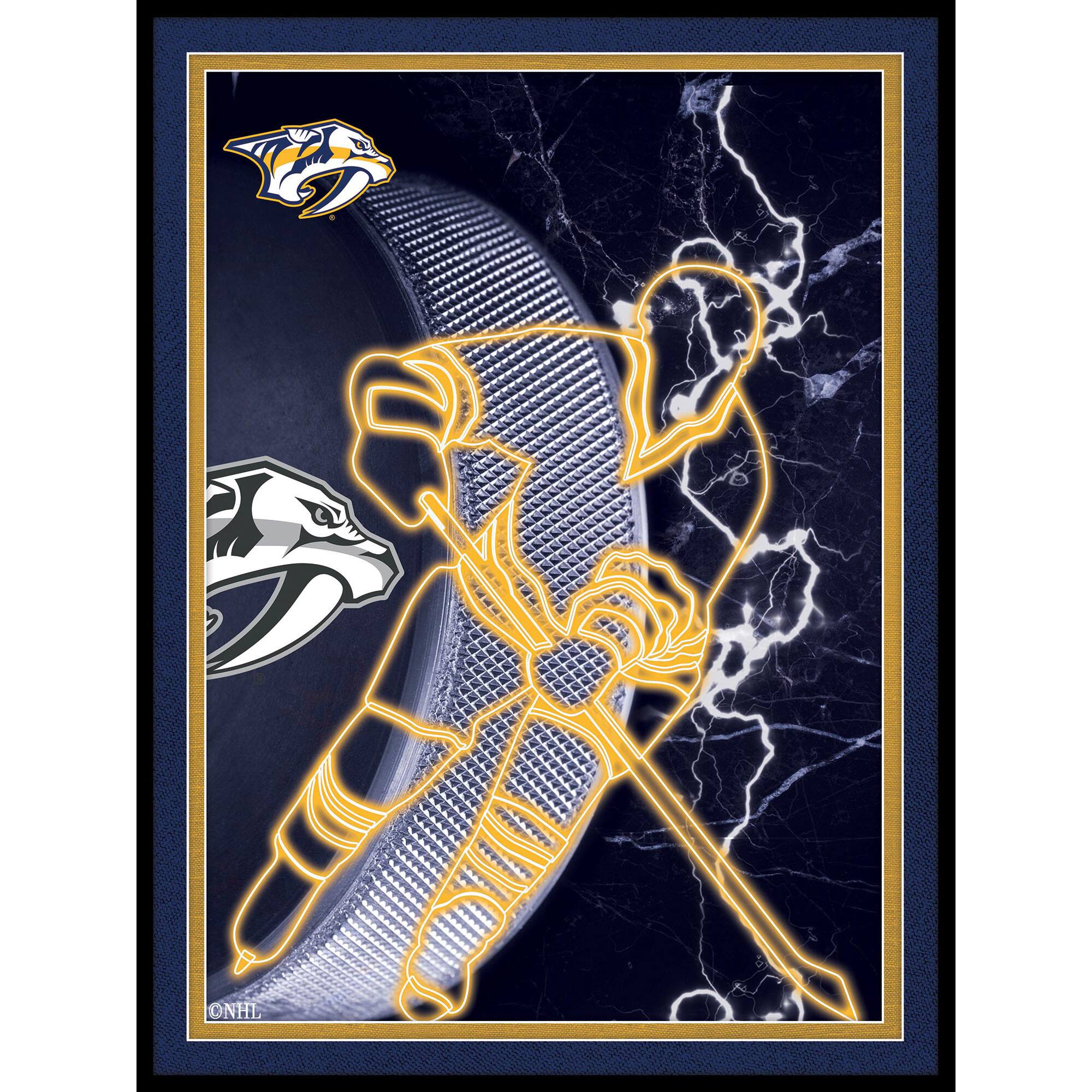 Black Nashville Predators 12'' x 16'' Framed Neon Player Print
