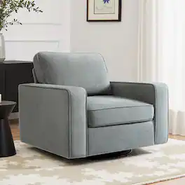 KERDOM - Swivel Barrel Sofa Chair, Modern Single Sofa Lounge Bucket Armchair, Rotating Accent Sofa Rotation Base, Washable Pillow - Gray