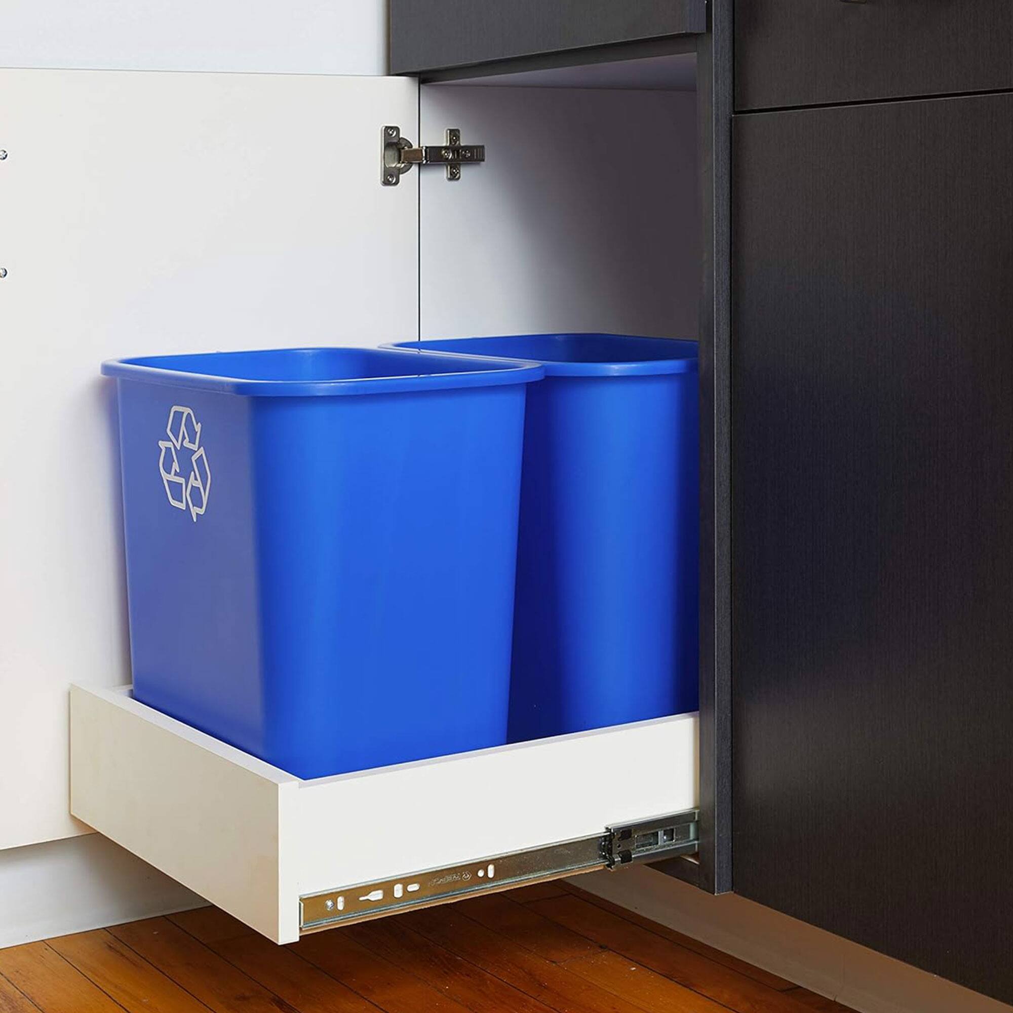 Alt View 10. United Solutions - United Solutions 12 Pack Open Top Recycling Bin Space Saving Can, 7 Gallon, Blue - Blue.