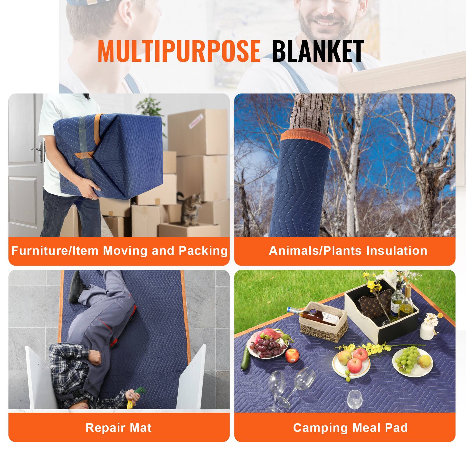 MULTIPURPOSE BLANKET

- Furniture/Item Moving and Packing
- Animals/Plants Insulation
- Repair Mat
- Camping Meal Pad