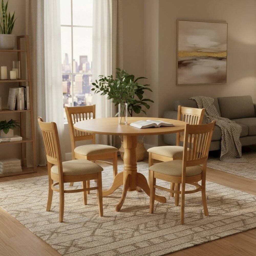 Alt View 2. Starlight Canyon Home - Elegant Brown Oak Dining Room Table Set for 4 - Oak.