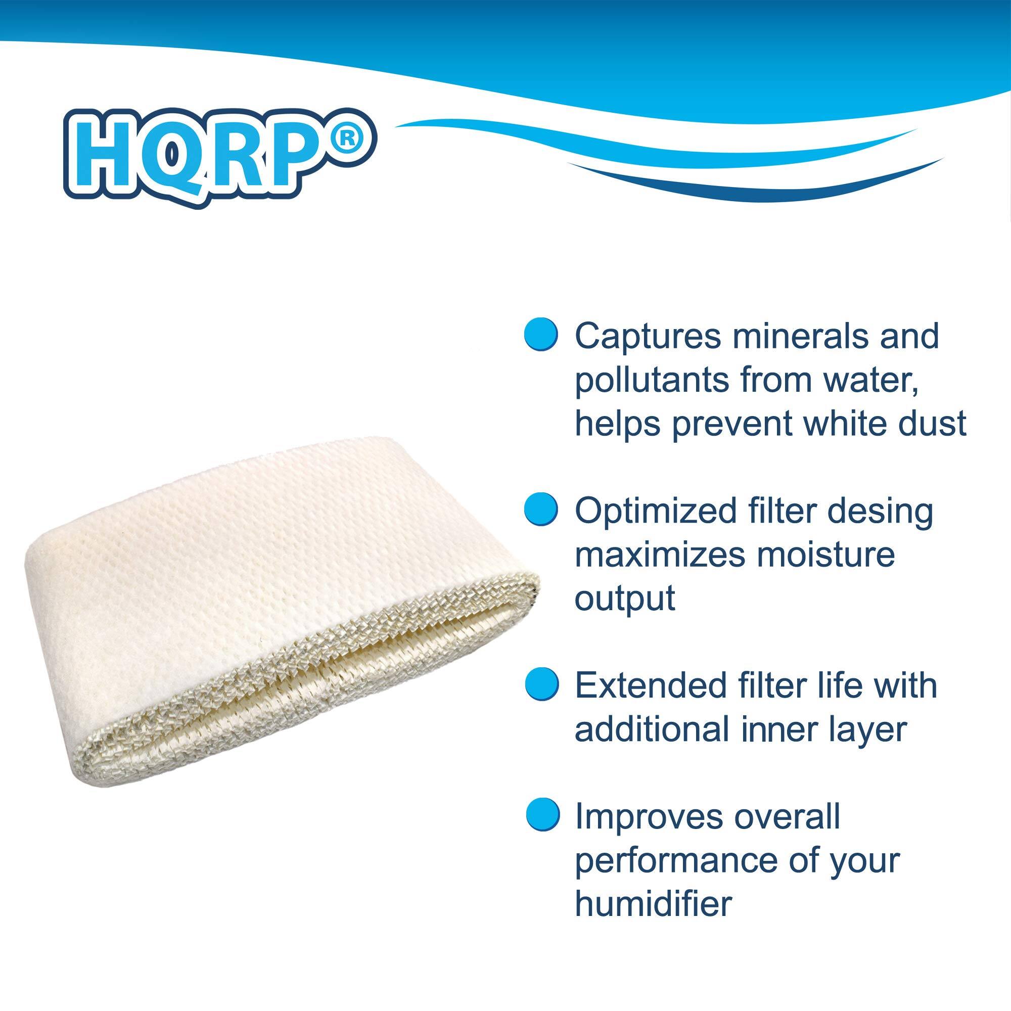 HQRP Captures minerals and pollutants from water, helps prevent white dust  
Optimized filter design maximizes moisture output  
Extended filter life with additional inner layer  
Improves overall performance of your humidifier