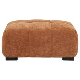 Manhattan Lane - Hecy Ottoman, Grid Tufted, Plush Orange Upholstery, 39 Inch - Orange, Black