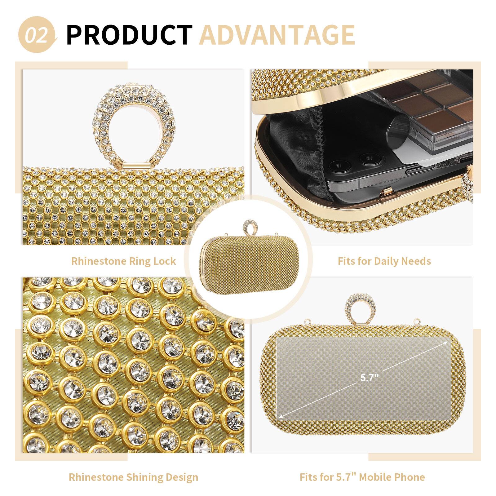 02 PRODUCT ADVANTAGE

- Rhinestone Ring Lock
- Rhinestone Shining Design
- Fits for Daily Needs
- Fits for 5.7" Mobile Phone