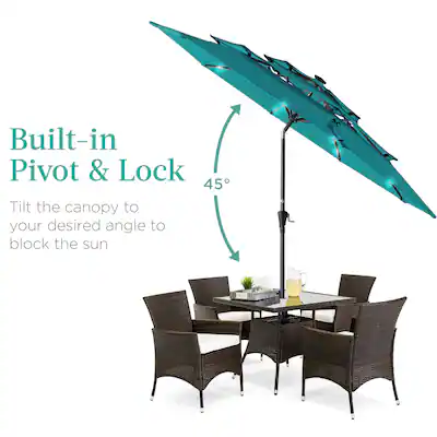 11 ft offset patio umbrella with solar led lights Solar LED Offset Patio Umbrella 10 ft
