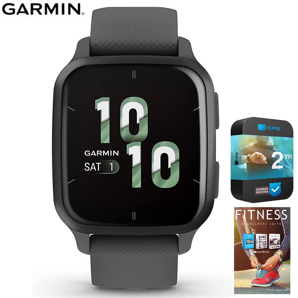 Garmin - Venu Sq 2 GPS Smartwatch Slate Bezel + 2 Year Warranty and Fitness Suite - Slate - (2022)
