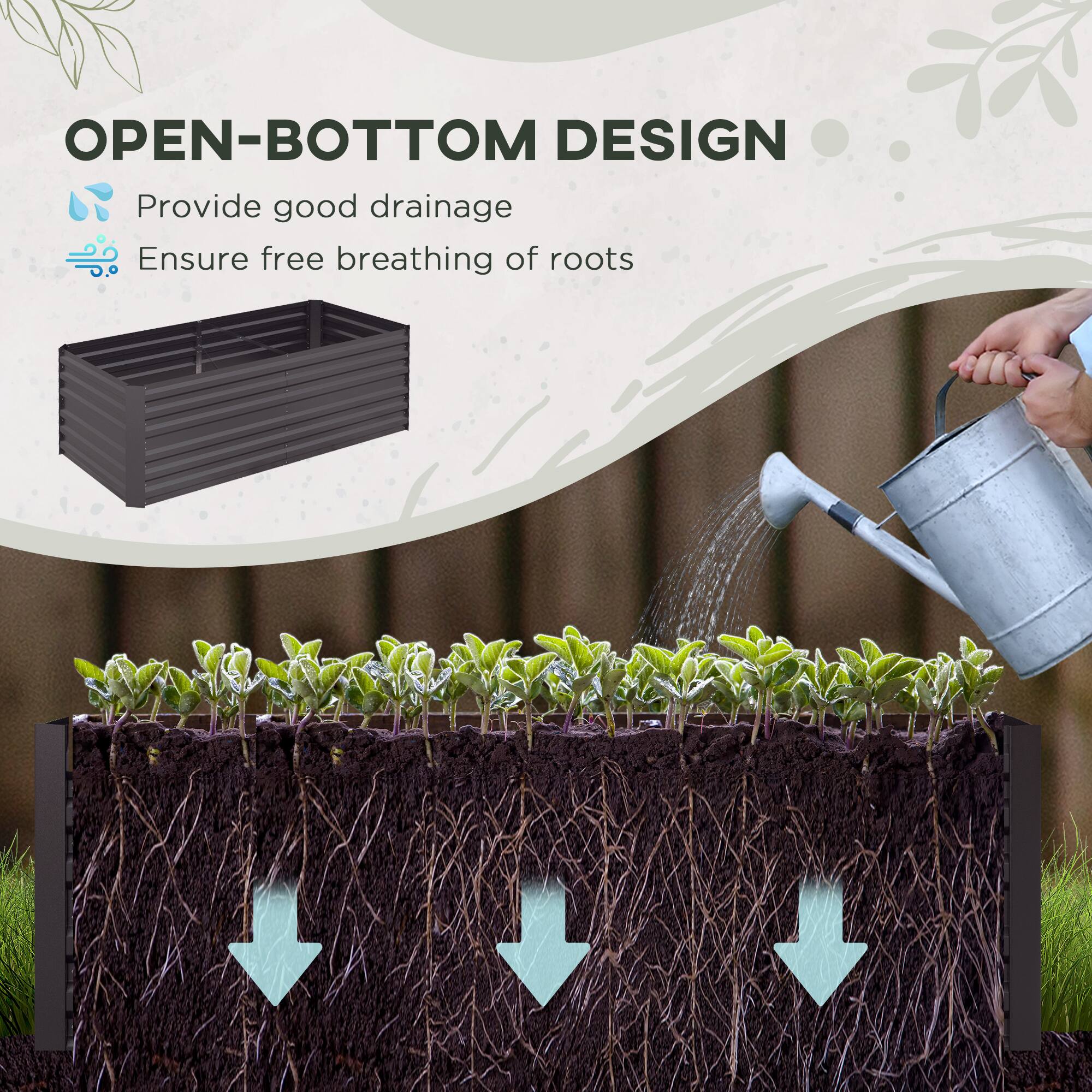 OPEN-BOTTOM DESIGN
Provide good drainage
Ensure free breathing of roots