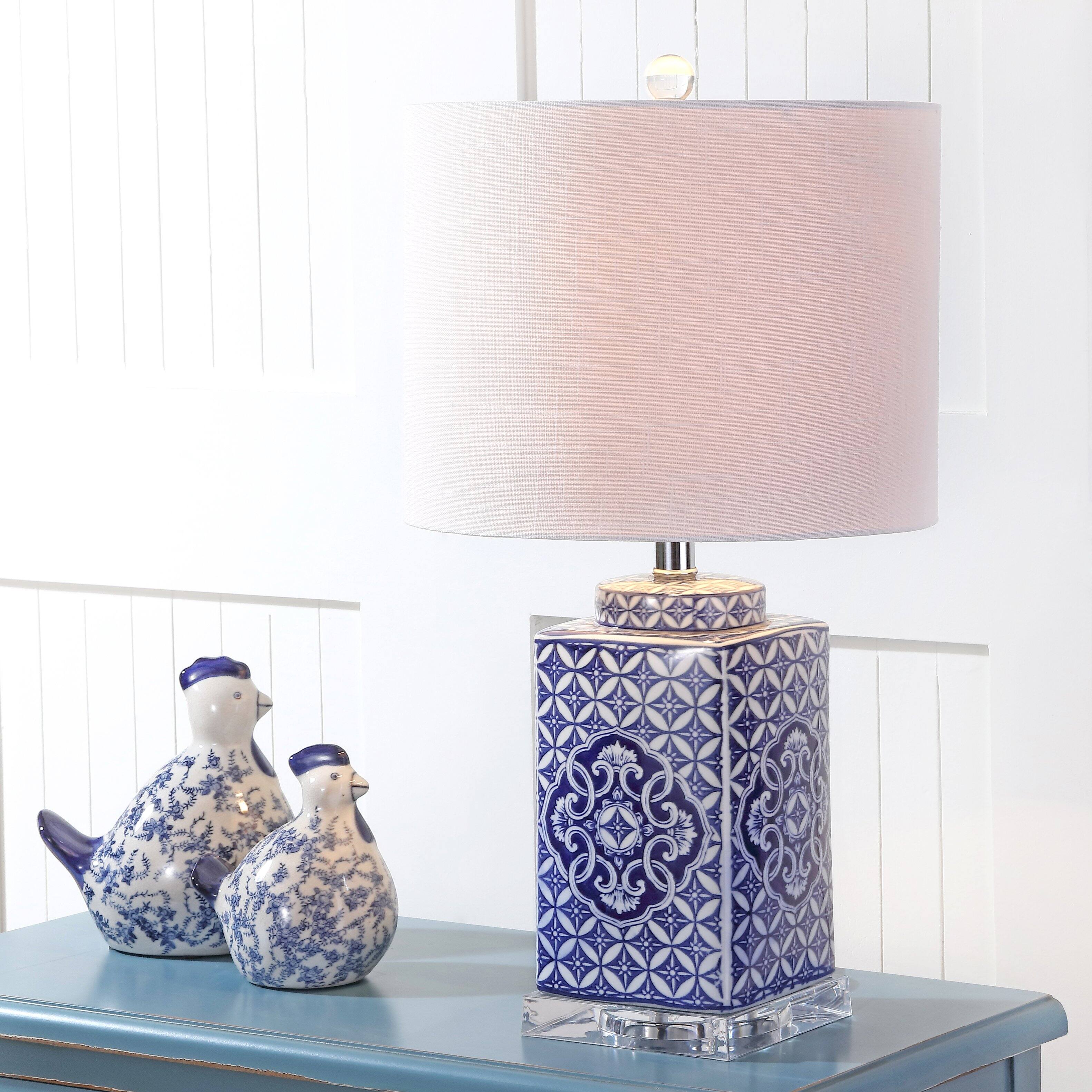 Alt View 1. Jonathan Y - Choi 23" Chinoiserie LED Table Lamp, Blue/White - Blue/White.
