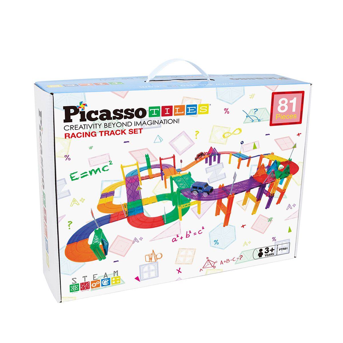 Picasso TILES CREATIVITY BEYOND IMAGINATION! RACING TRACK SET - 81 Pieces - 3+ YEARS - STEAM