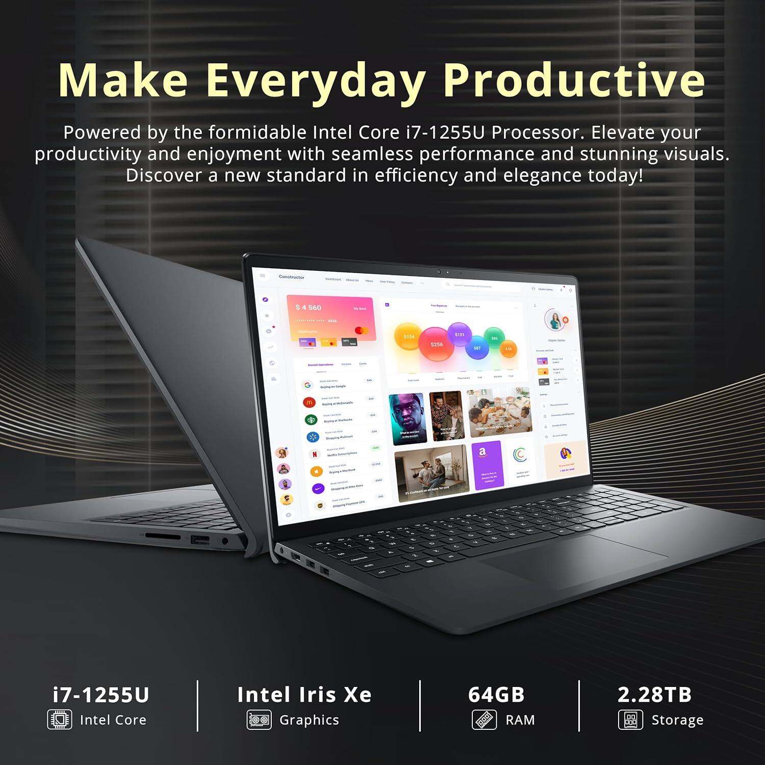 Make Everyday Productive
Powered by the formidable Intel Core i7-1255U Processor. Elevate your productivity and enjoyment with seamless performance and stunning visuals. Discover a new standard in efficiency and elegance today!

i7-1255U Intel Core
Intel Iris Xe Graphics
64GB RAM
2.28TB Storage