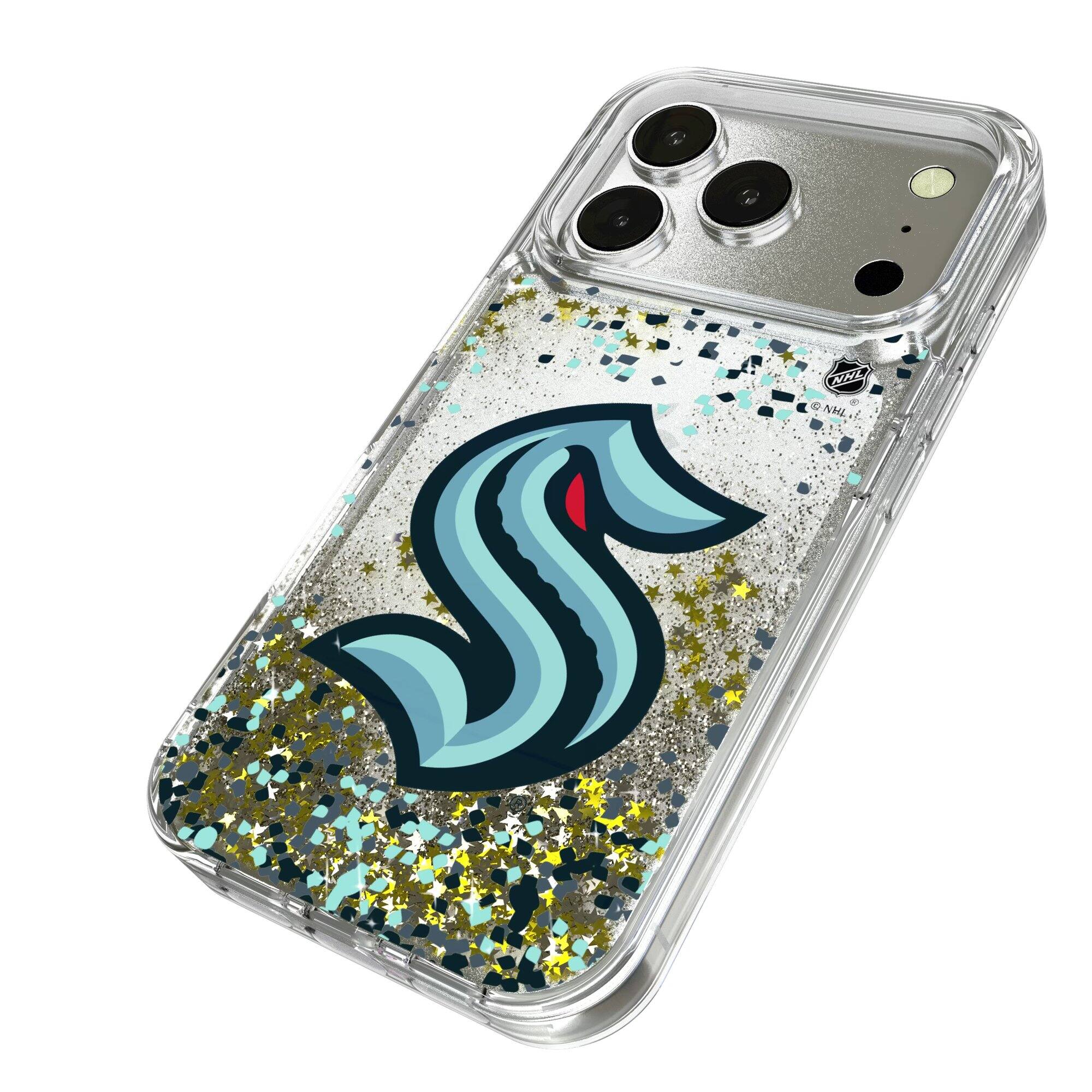 Alt View 1. Keyscaper - Seattle Kraken iPhone Confetti Glitter Case - 14 - Multicolor.