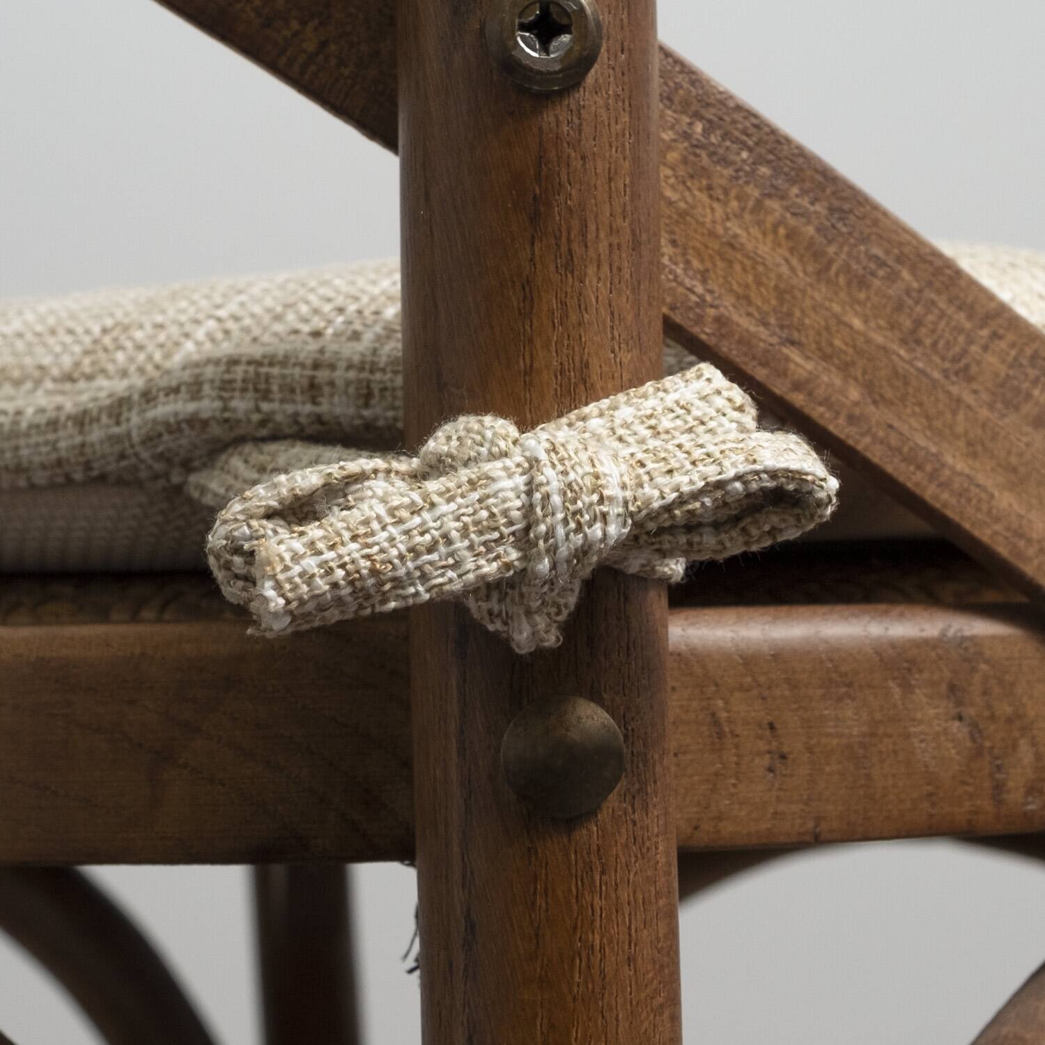 Left. Sweet Home Collection - Aria Memory Foam Non-Slip 16" x 16" Chair Cushion Pad with Ties, 12-Pack - Beige.