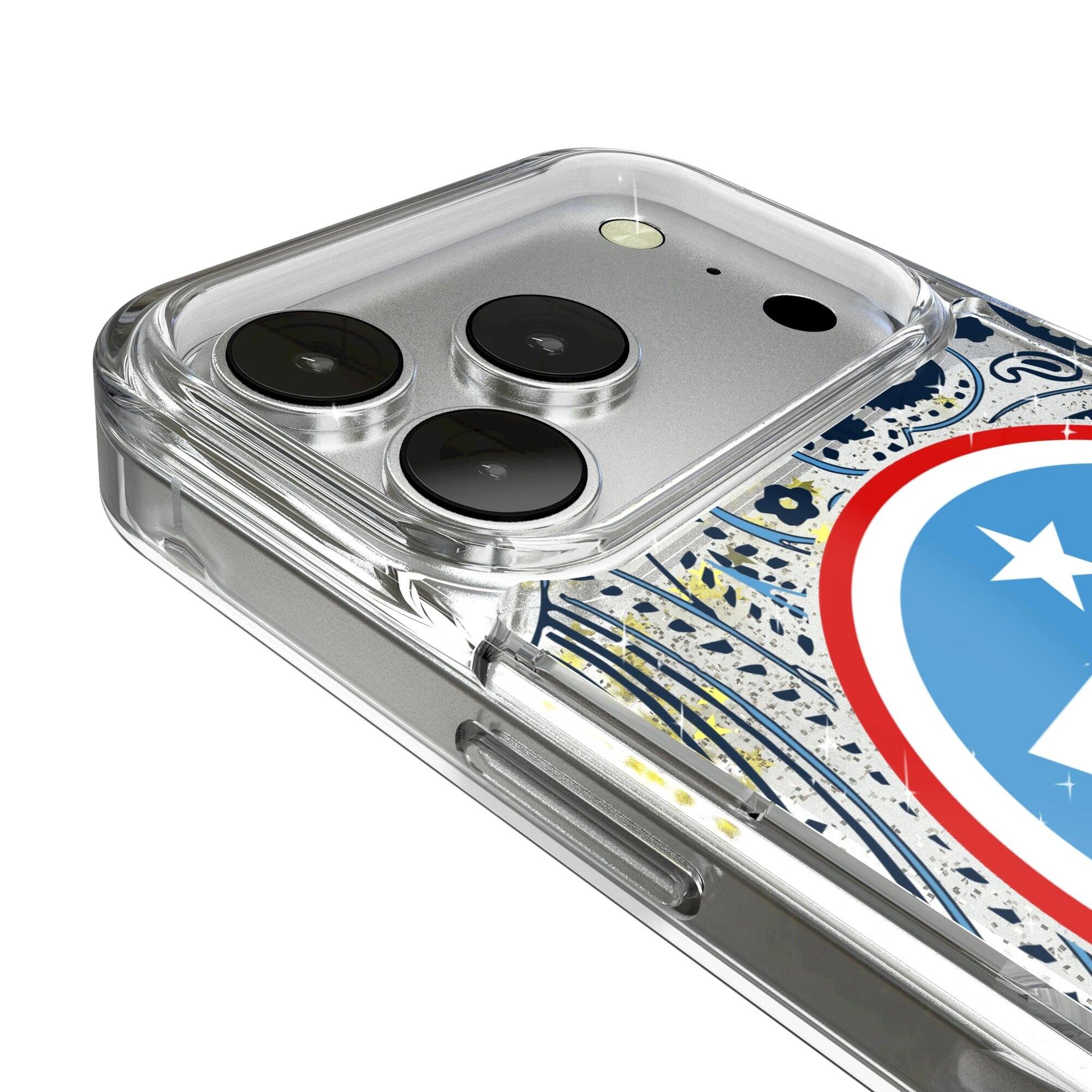 Alt View 2. Keyscaper - Tennessee Titans iPhone Paisley Design Glitter Case - 16 Pro Max - Multicolor.