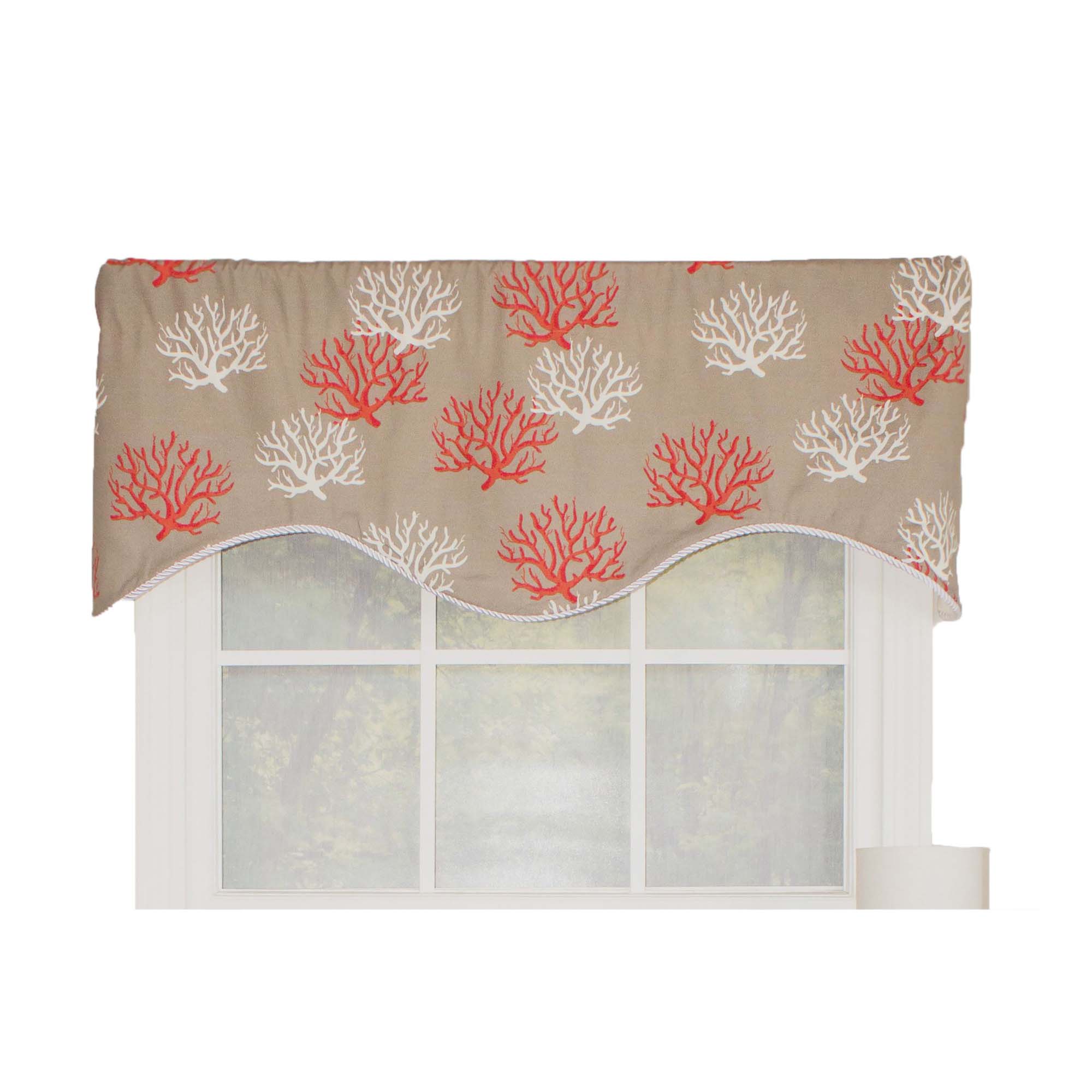 Angle. RLF Home - RLF Home Sea Coral Cornice All Season 3" Rod Pocket Valance 50" x 17" Red - Red.