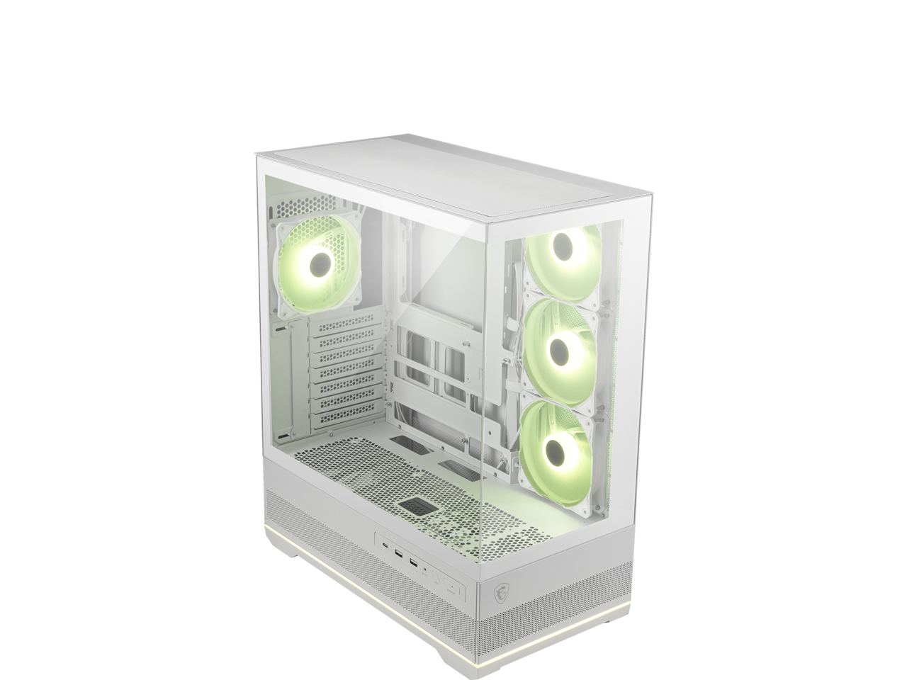 Alt View 2. MSI - MSI MAG PANO 110R PZ - Gaming PC Case, Tempered Glass, 4x120mm ARGB Fans, 360mm Liquid Cooling, Mesh Panel - White.