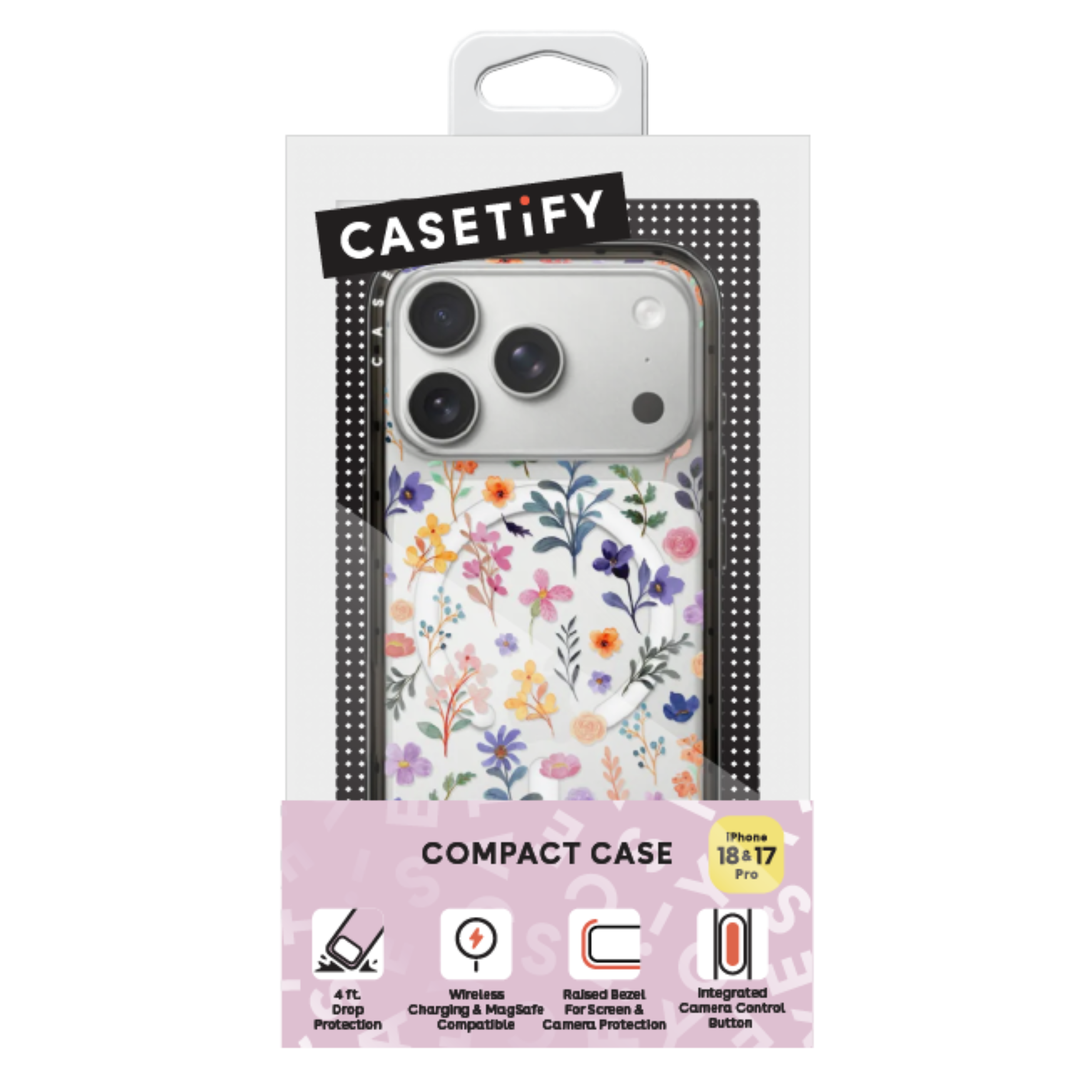 CASETiFY  
COMPACT CASE  
iPhone 18&17 Pro  
4ft. Wireless Raised Bezel Integrated Drop Charging & MagSafe For Screen & Camera Control Protection Compatible Camera Protection Button