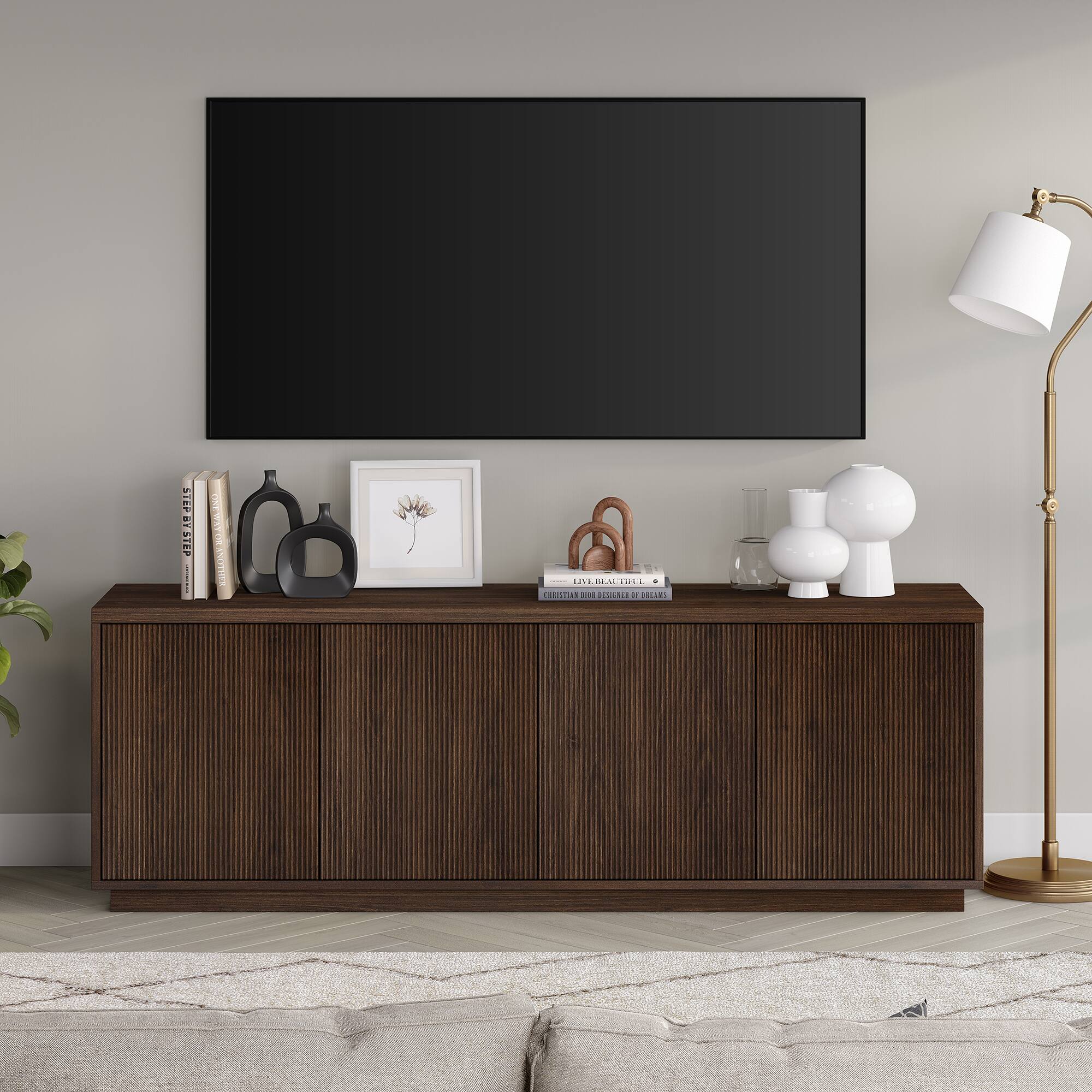 Alt View 1. Hudson&Canal - Hanson TV Stand for Most TVs up to 75" - Alder Brown.
