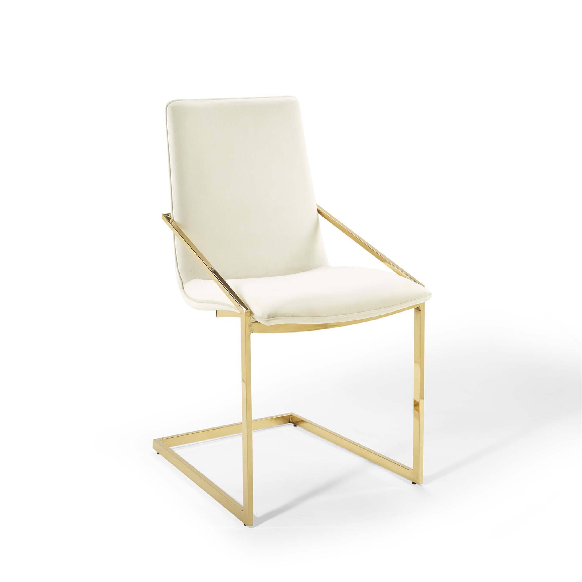 Back. Modway - Pitch Performance Velvet Dining Armchair Set of 2 by Modway - Gold Ivory.