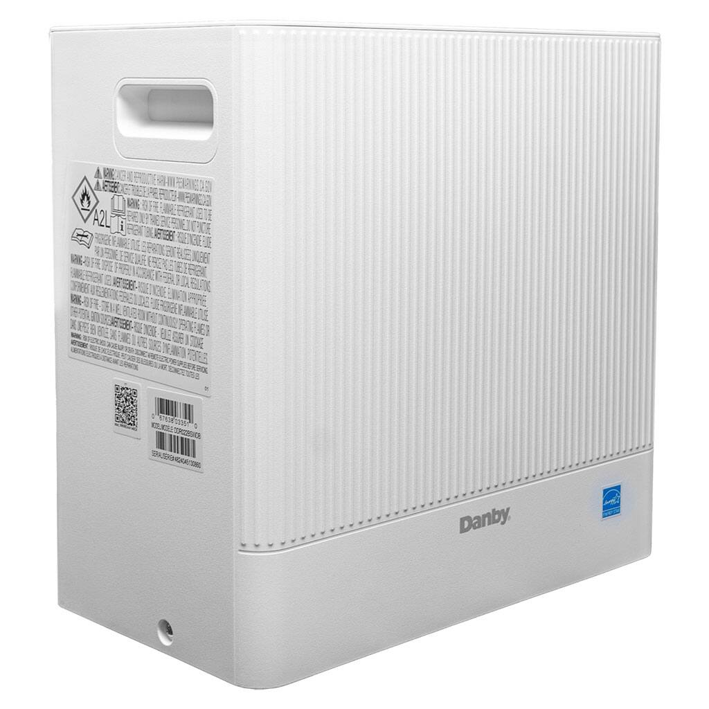 A white Danby box with a blue sticker on the side.