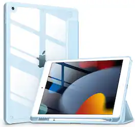DTTO - Case for iPad 9th/8th/7th Generation 10.2 inch, Clear Back, TPU Shockproof Frame Cover - Ice Blue
