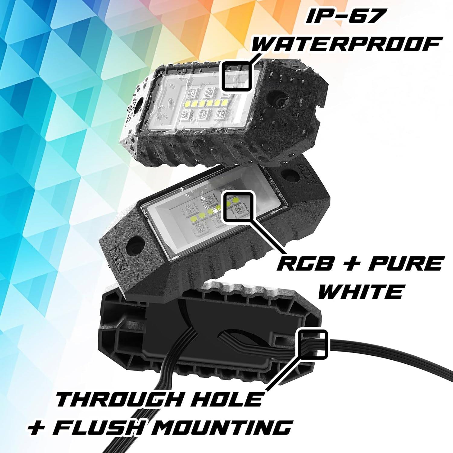 Amber Sporting Goods XK Glow RGBW LED Rock Light Pod for Vehicle Accent ...