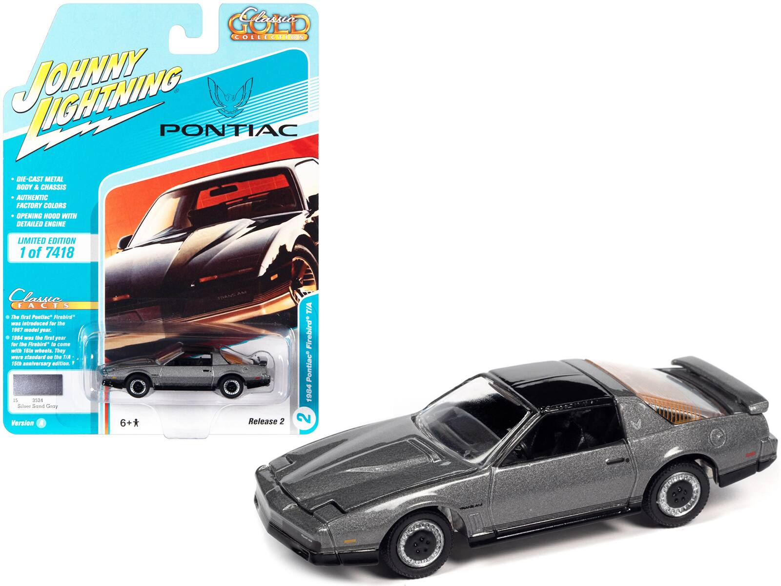 1984 Pontiac Firebird T/A Silver Sand Gray Met. Limited Edition to 7418 pcs Worldwide 1/64 Model Car by Johnny Lightning price history on PriceWatchPro