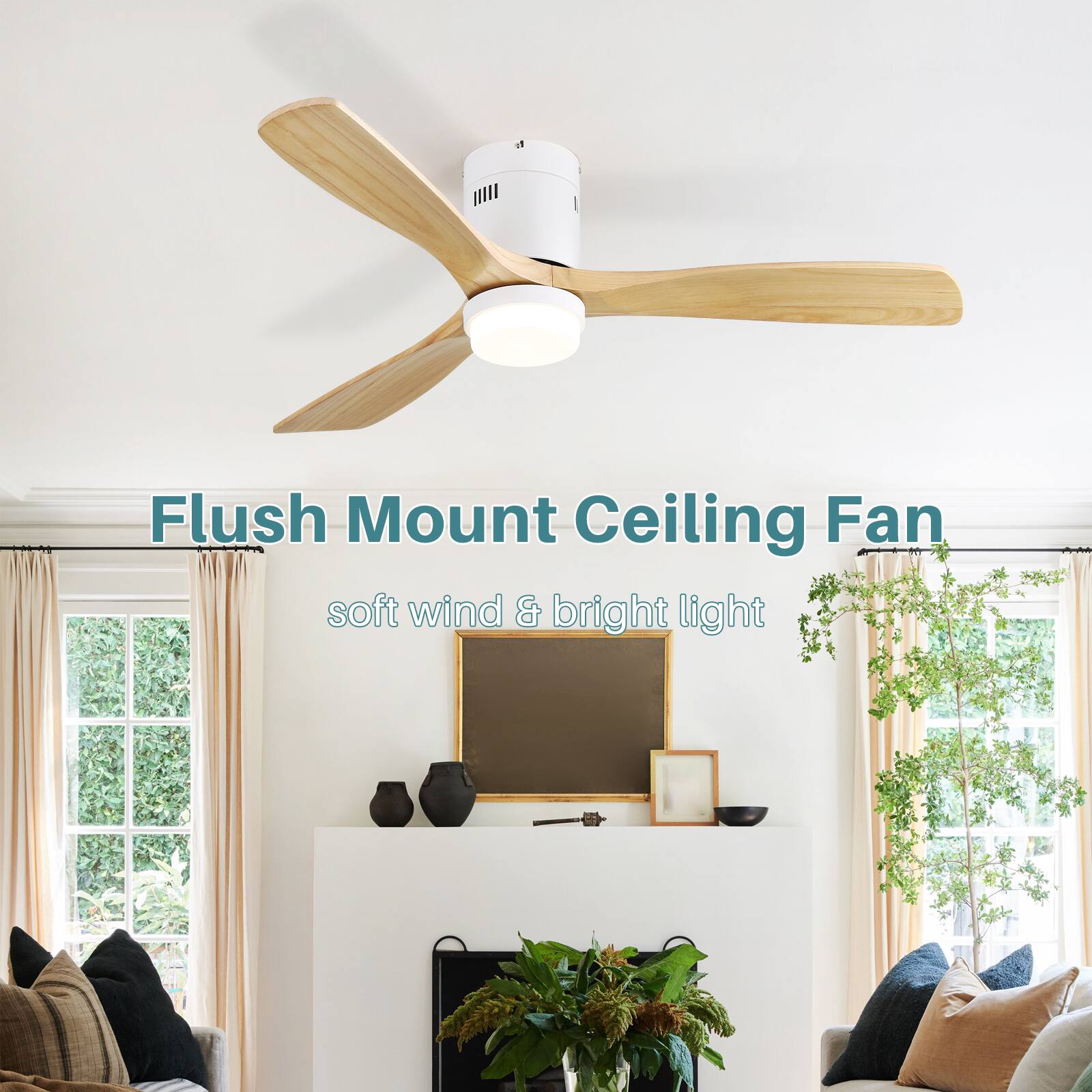 Flush Mount Ceiling Fan  
soft wind & bright light