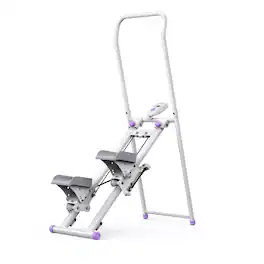 MERACH - Vertical Climber Stair Stepper Machine Full Body Workout Home Gym Exercis Adjustable Handlebar & Pedals - white purple