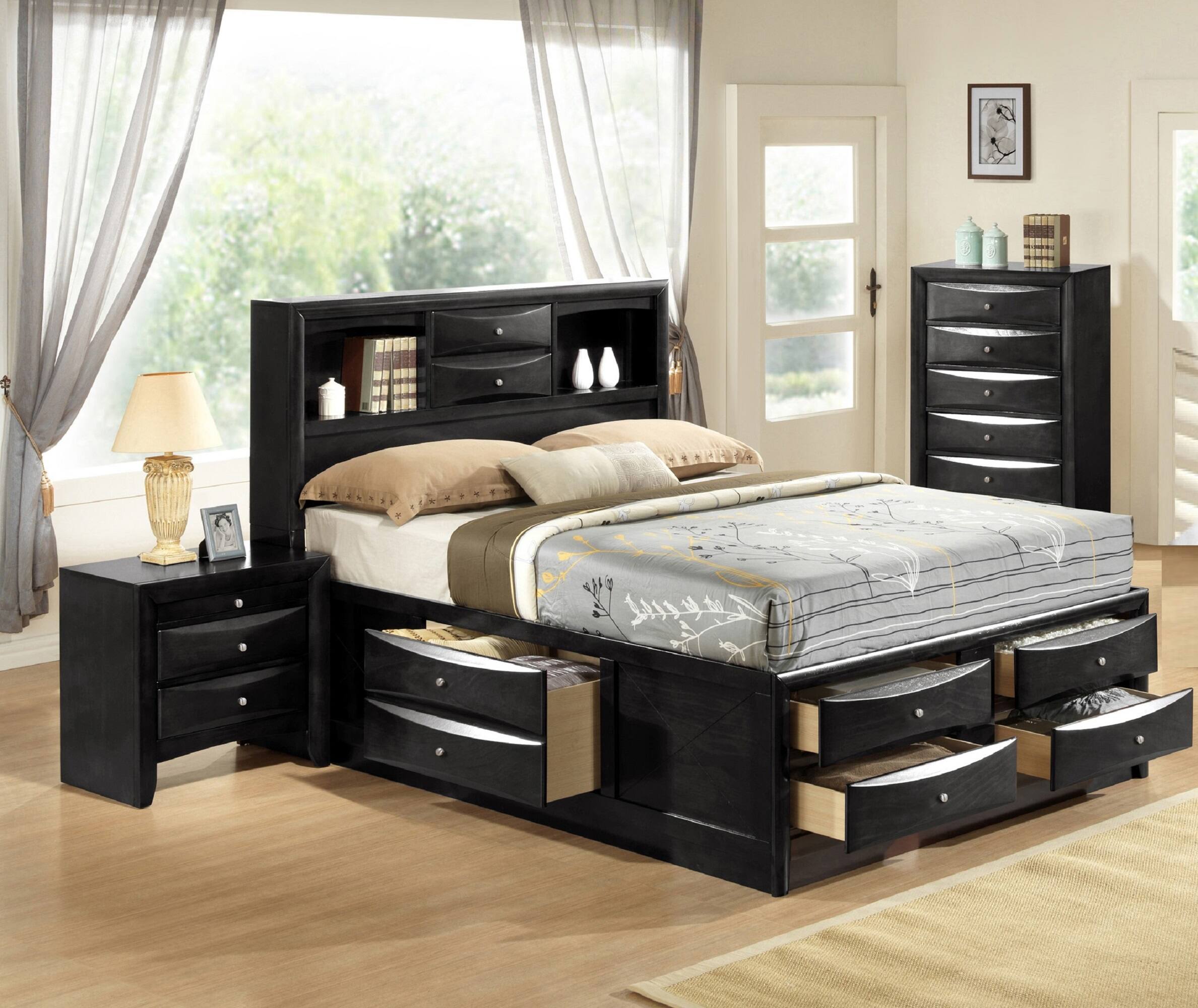 Alt View 2. TinyHomie - 1Pc Contemporary 5 Drawer Chest Black Finish Solid Wood Wooden Bedroom Furniture - Black.