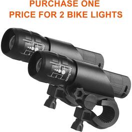 RTMB - 2-Pack Bike Light Set, Super Bright Front/Rear LEDs with Adjustable Focus - Black
