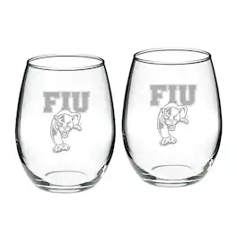 Jardine - FIU Panthers 21oz. 2-Piece Stemless Wine Glass Set - Multicolor