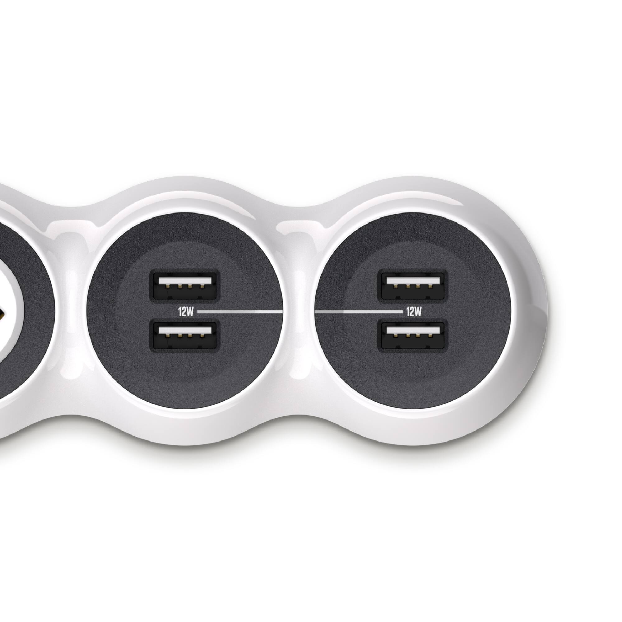 Alt View 11. 360 Electrical - PowerCurve24, 4 Rotating Outlets/4 USB-A 1080 Joules Surge Protector - White.