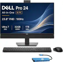 Dell - Pro 24 QC24250 All-in-One 24" 100Hz FHD - Intel Core Ultra 7 265 - 32GB RAM - 1TB SSD - Mouse - Keyboard - Win 11Pro