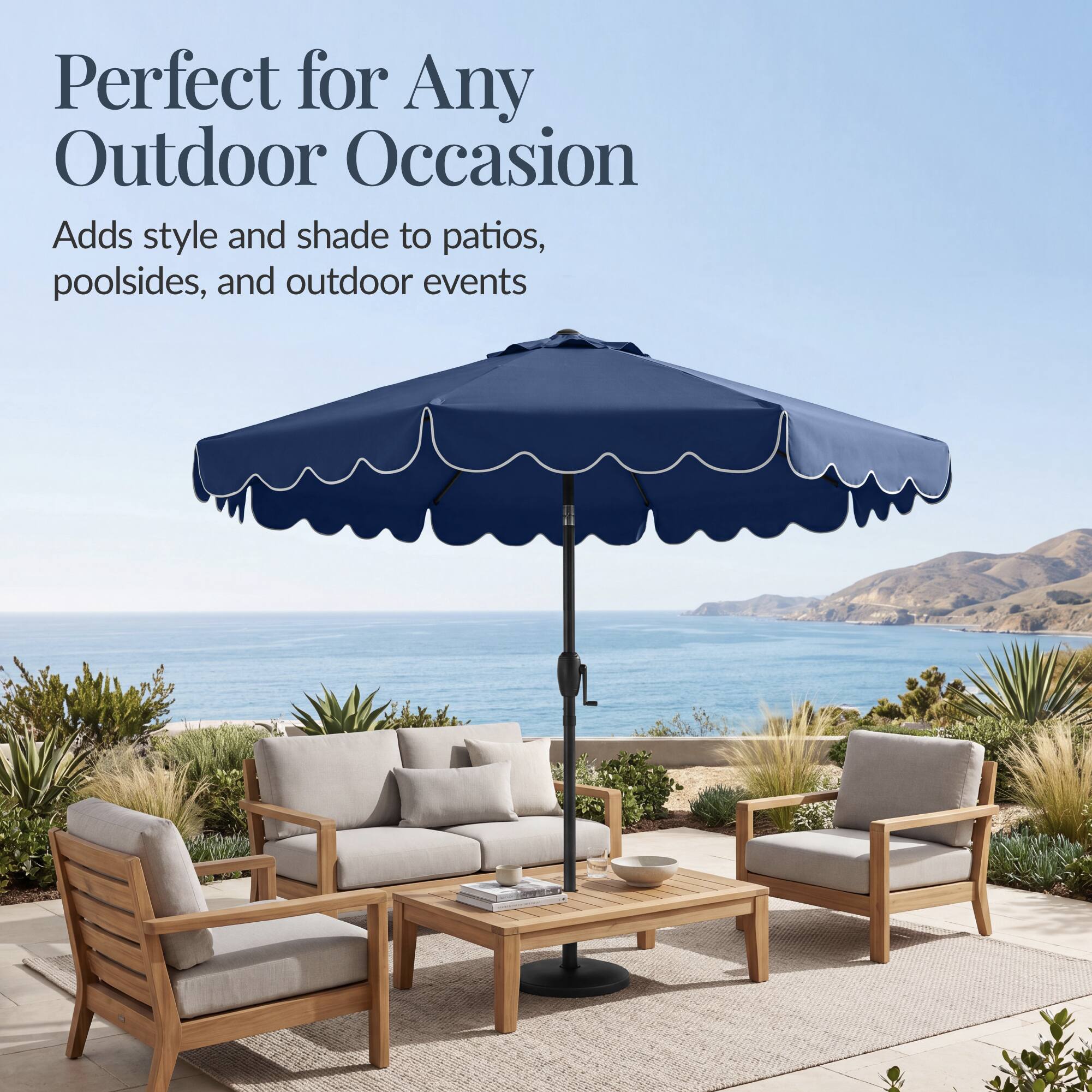 Perfect for Any Outdoor Occasion  
Adds style and shade to patios, poolside, and outdoor events