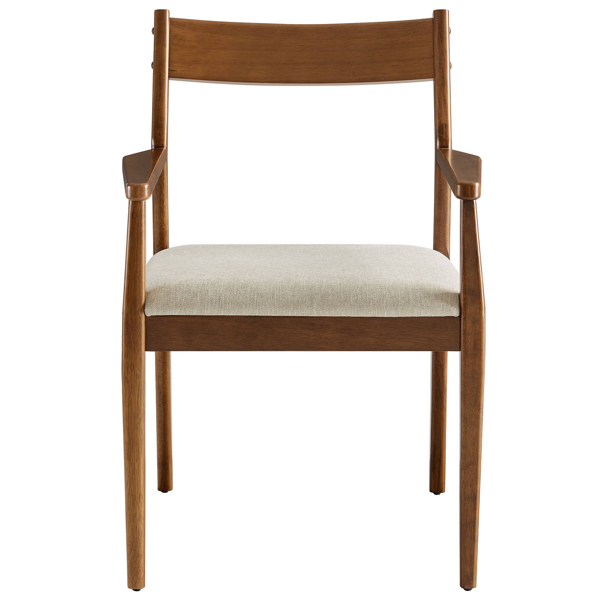 Alt View 5. Modway - Solara Dining Armchairs Set of 2 - Walnut Heathered Weave Beige.