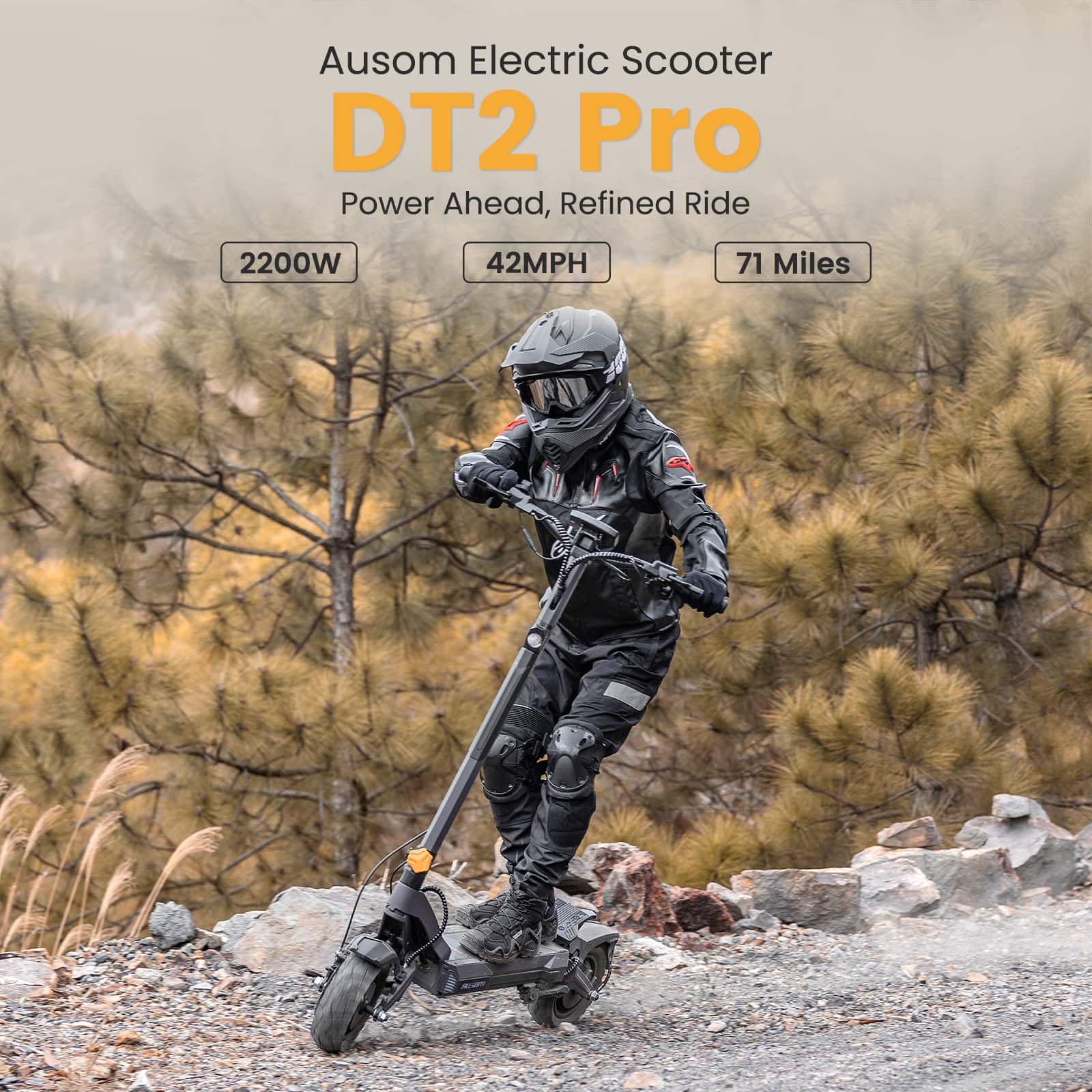 Ausom Electric Scooter DT2 Pro
Power Ahead, Refined Ride
2200W
42MPH
71 Miles
