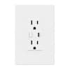 Front. BN-LINK - BN-LINK Smart WiFi In-Wall Outlet Switch, 2 Individually Controlled Outlets, Timer Function, Works with Alexa & Google - White.
