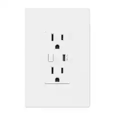 Front. BN-LINK - BN-LINK Smart WiFi In-Wall Outlet Switch, 2 Individually Controlled Outlets, Timer Function, Works with Alexa & Google - White.