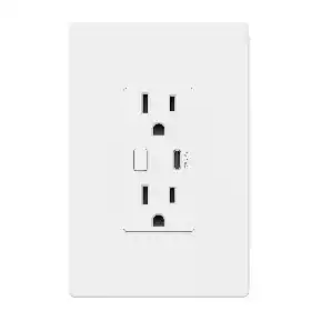 Front. BN-LINK - BN-LINK Smart WiFi In-Wall Outlet Switch, 2 Individually Controlled Outlets, Timer Function, Works with Alexa & Google - White.