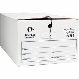 Business Source - Heavy Duty Legal Size Storage Box Medium Stackable White For File Recycled 12 / Carton