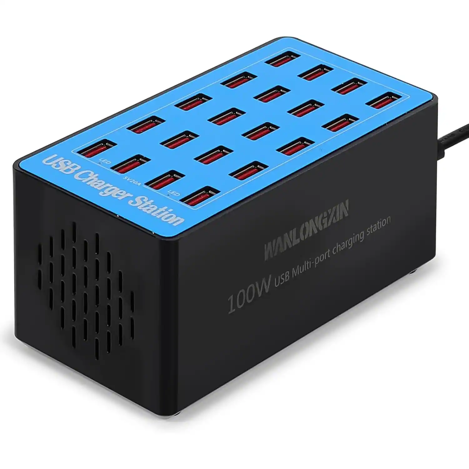 MOSZAR LLC - 100W 20-Port USB Charging Station for Multiple Devices - Blue
