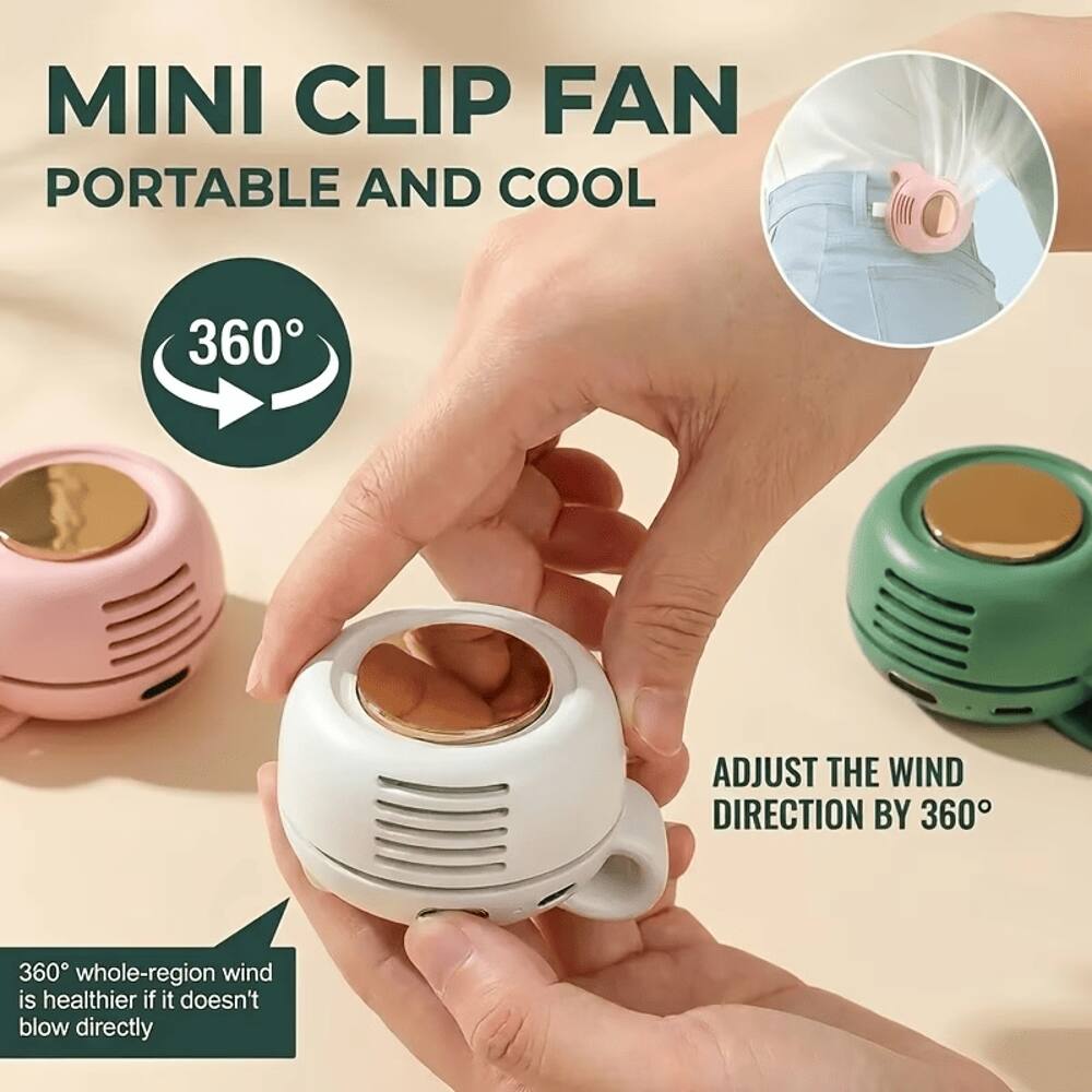 MINI CLIP FAN  
PORTABLE AND COOL  

360°  

ADJUST THE WIND DIRECTION BY 360°  

360° whole-region wind is healthier if it doesn't blow directly