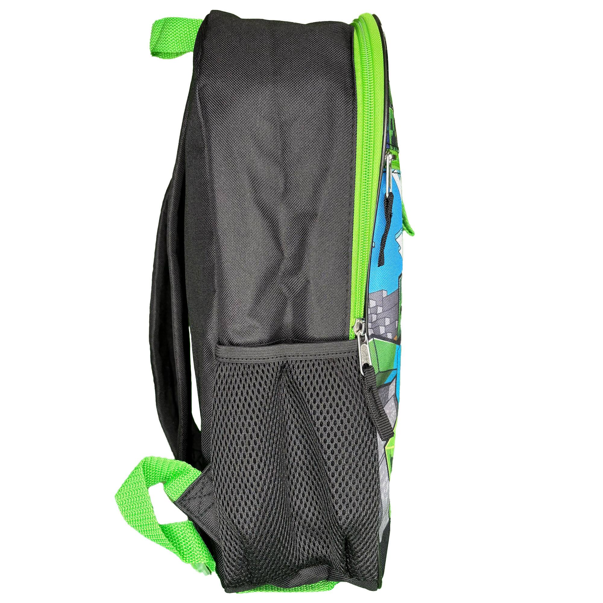 Alt View 3. Minecraft - Minecraft Kids School Backpack 16" 5PC Lunch Kit, Keychain, Metal Carabiner, Batman keychain, and utility case - Green.