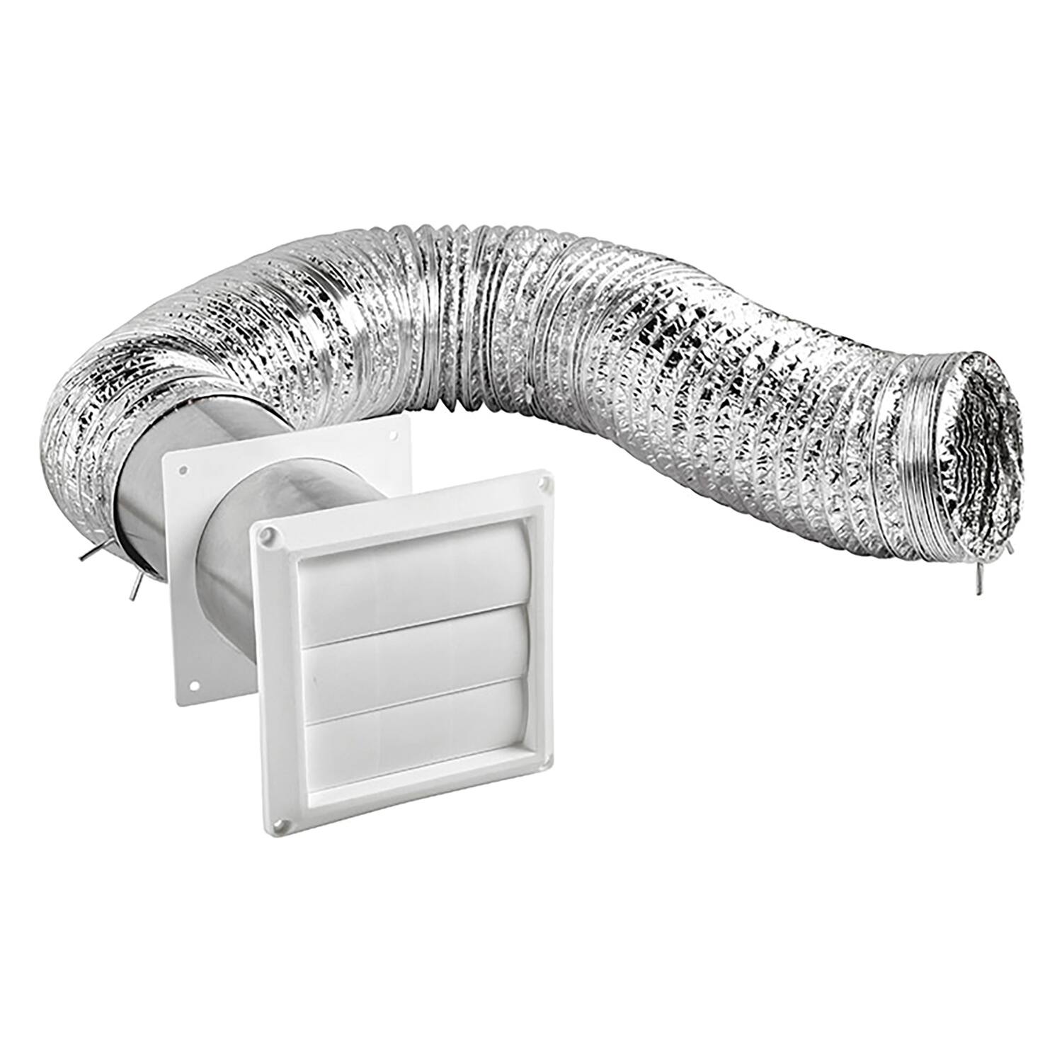 Left. Lambro - 4" x 8-ft UL 2158A Transition Duct Louvered Vent Kit.