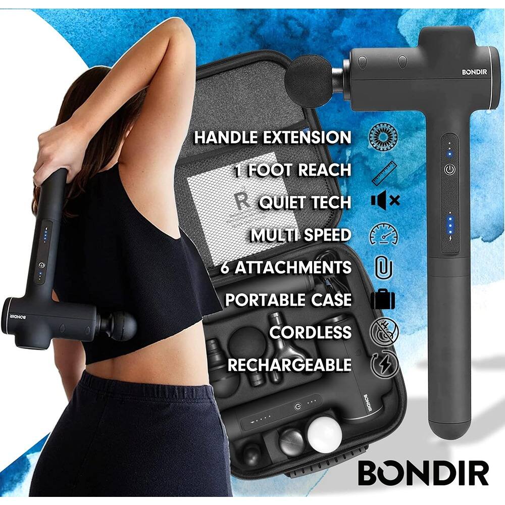 BONDIR MGc HANDLE EXTENSION 1 FOOT REACH R QUIET TECH x MULTI SPEED 6 ATTACHMENTS O PORTABLE CASE CORDLESS RECHARGEABLE BONDIR