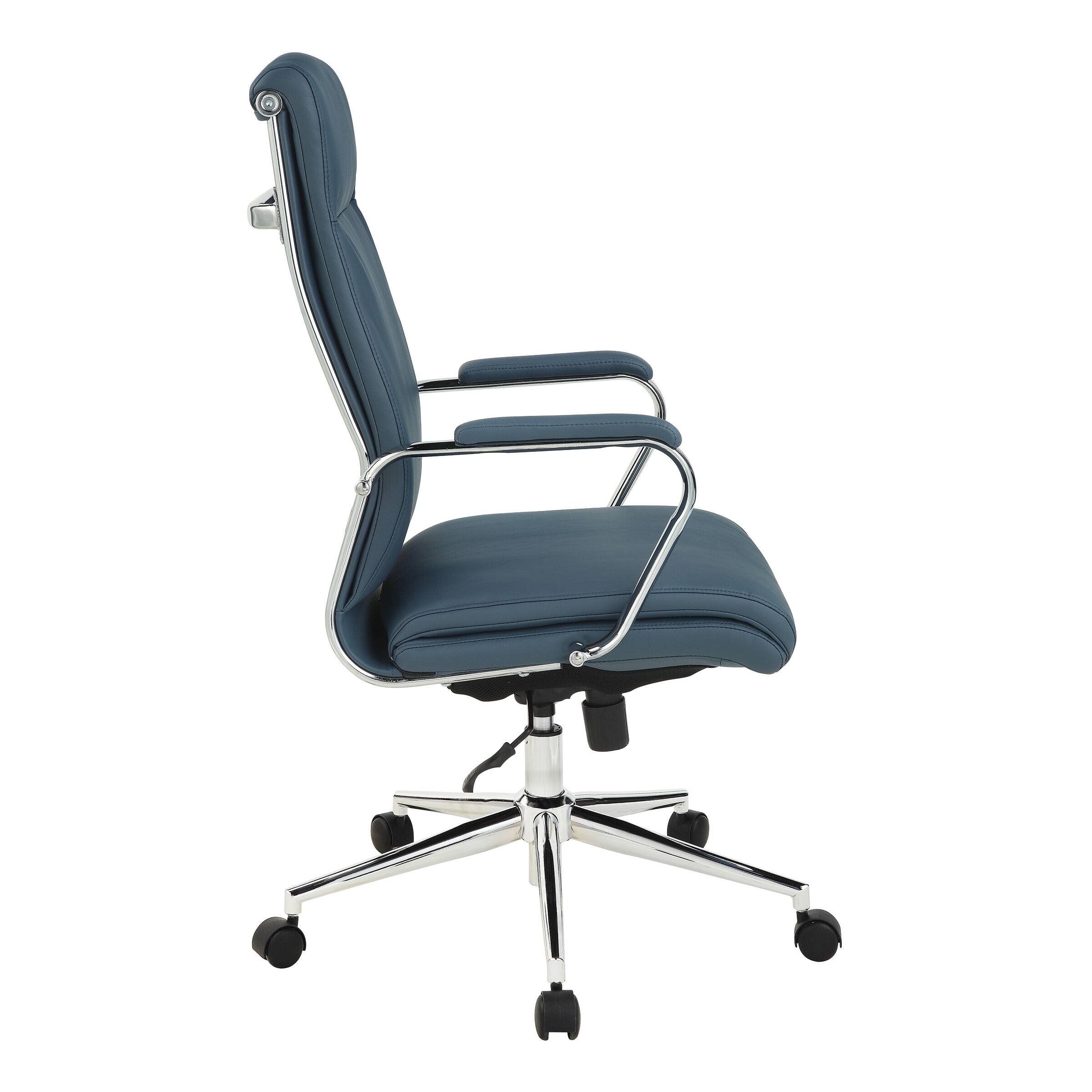 Left. Office Star Products - High Back Antimicrobial Fabric Chair - Dillon Blue.