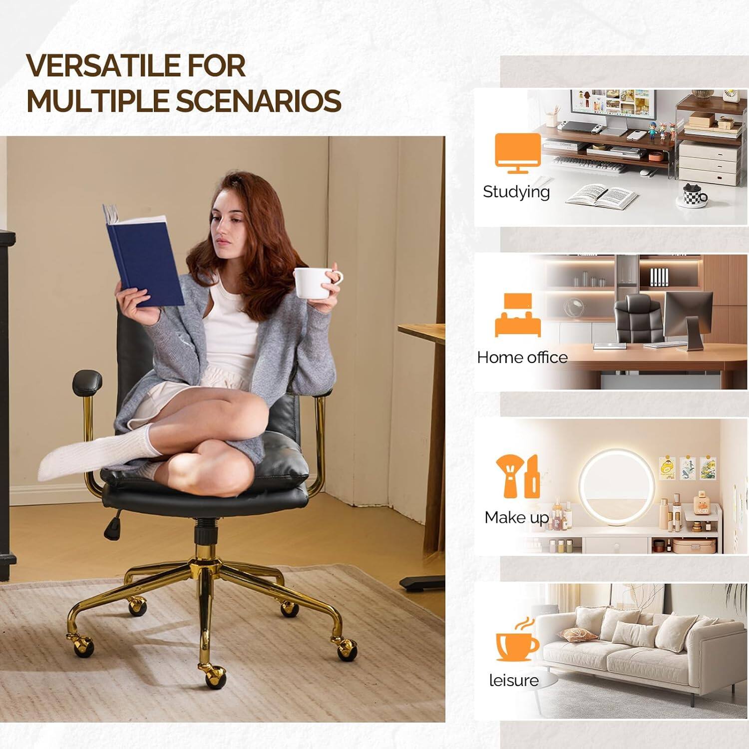 VERSATILE FOR MULTIPLE SCENARIOS

- Studying
- Home office
- Make up
- Leisure
