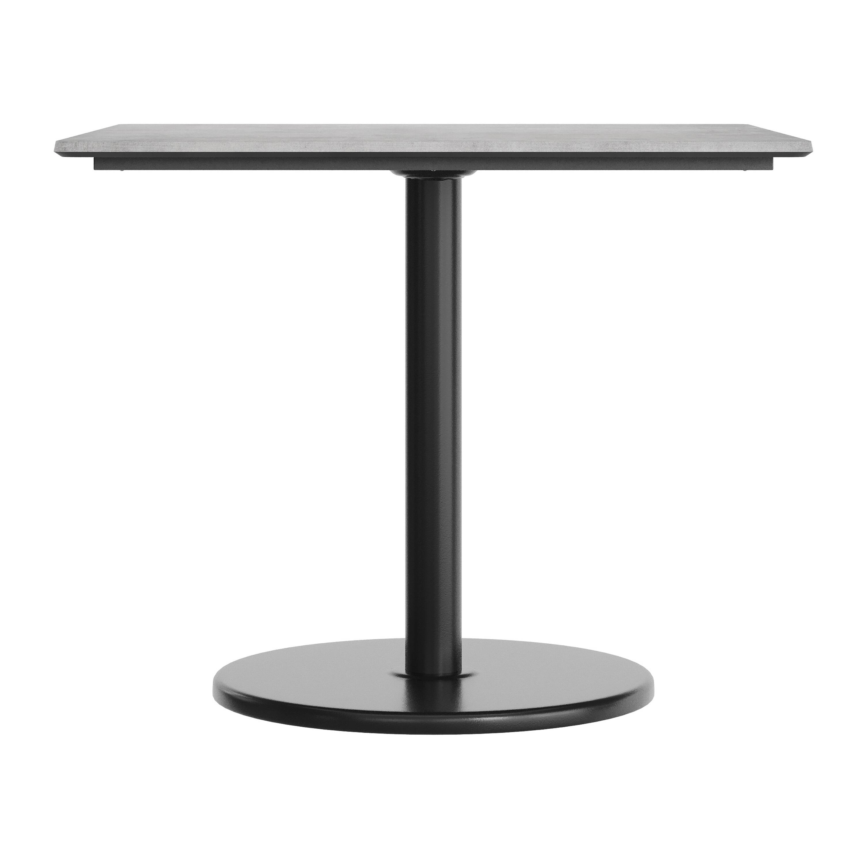 Alt View 7. Emma + Oliver - PureShield Tabletop with Seam-Free Surface Innovation and Table Height Round Base - Gray Faux Concrete/Black Base.
