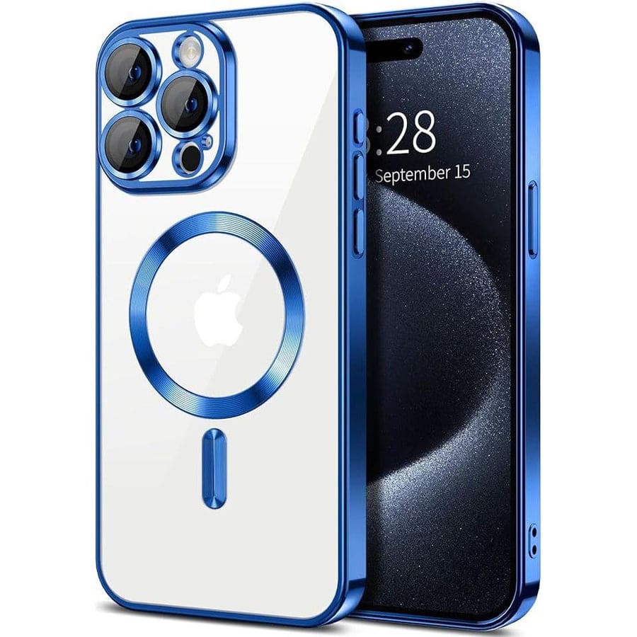 Front. Entronix - Entronix Magnetic Case for iPhone 16 Pro Max - Clear Luxury Glossy Protective Cover - Blue.